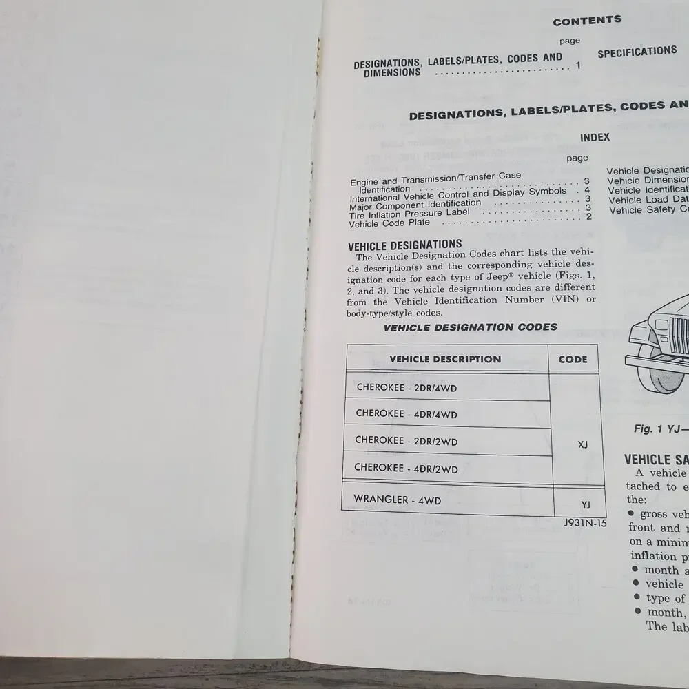 OEM 1993 Jeep Cherokee Wrangler 93 YJ Service Manual Chrysler Used 81-370-3145